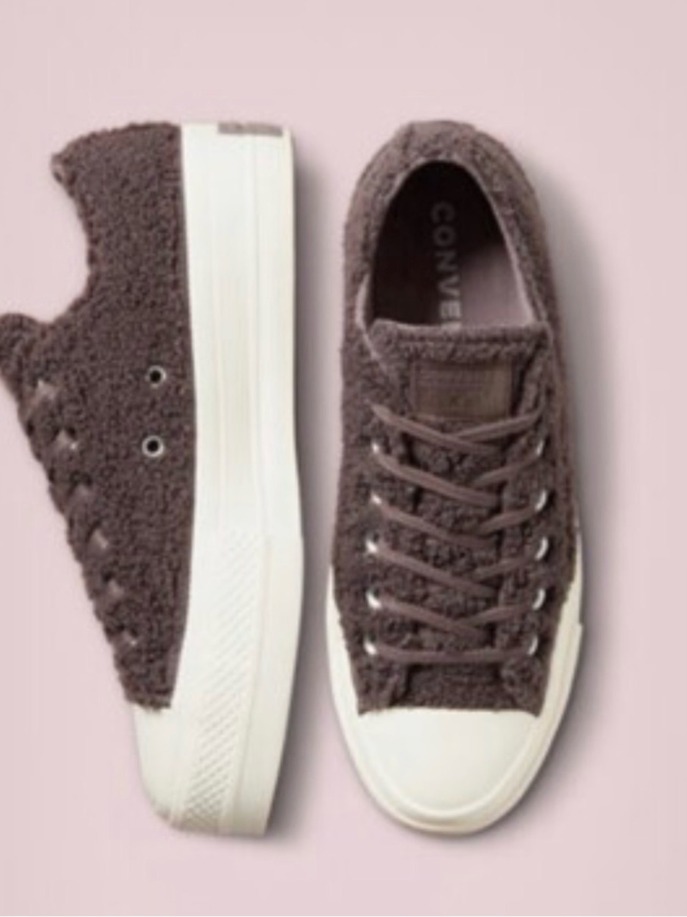 Converse Kids Plush Low Top Sneakers in Dark Brown
